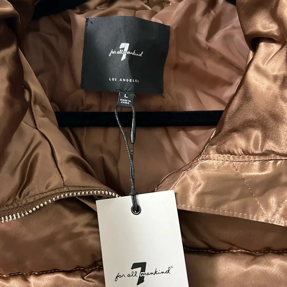 7 For All Mankind Puffer Metallic Jacket Size Large - Picture 4 of 7